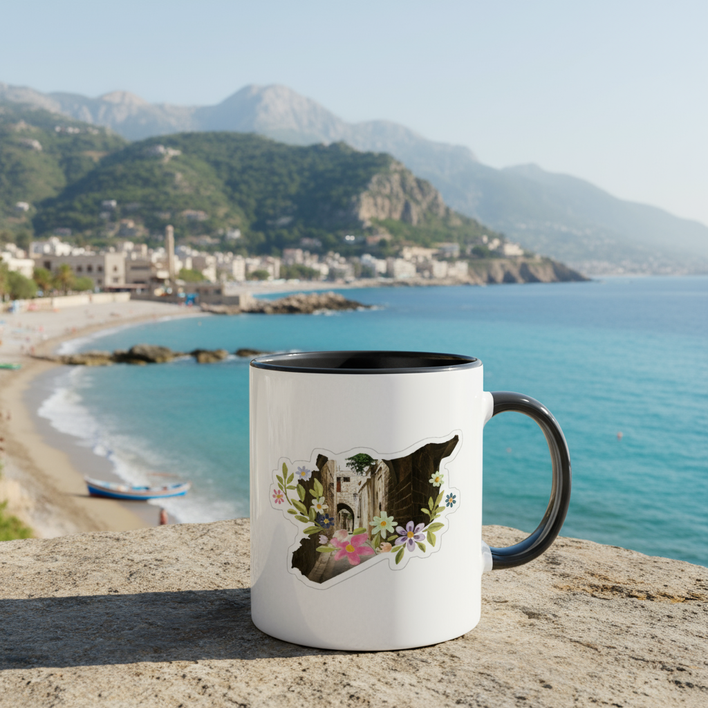 Syria Flower Mug (White/Black)