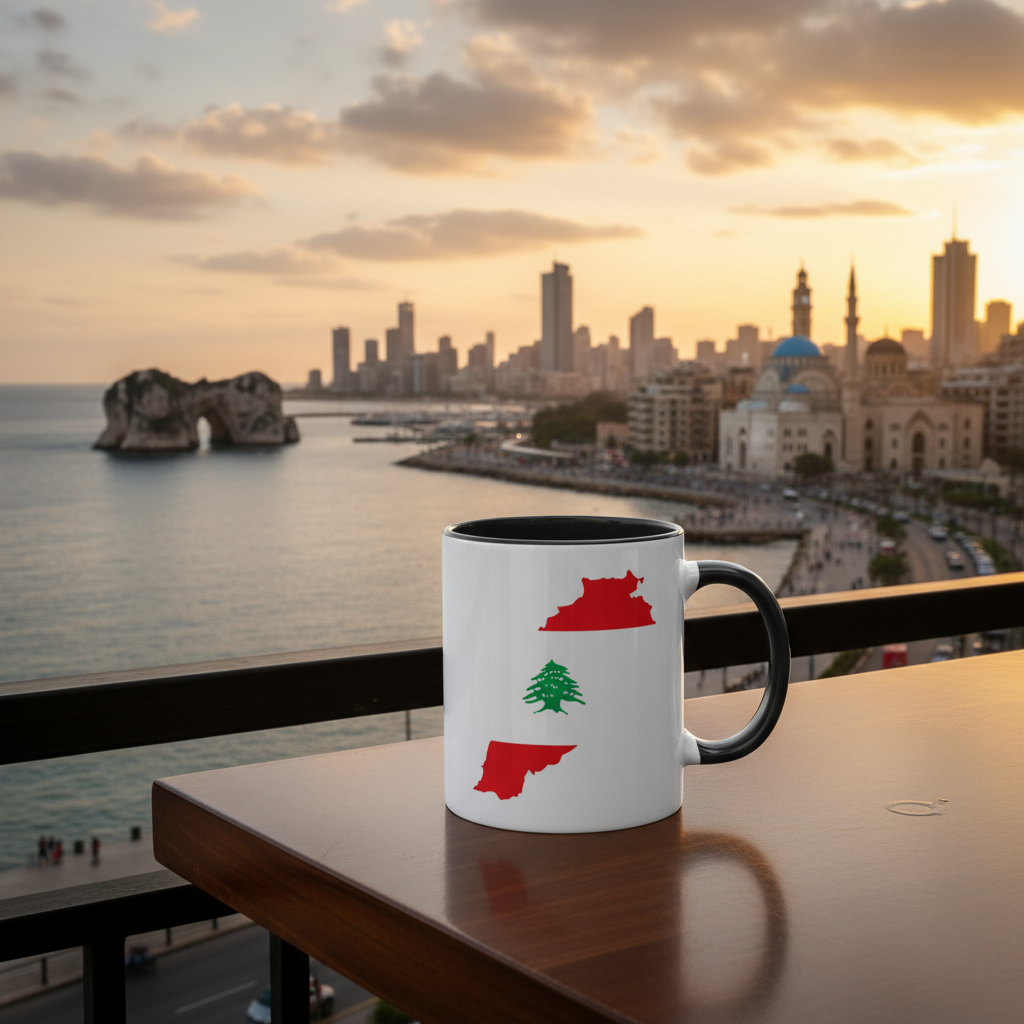 Lebanon Flag Mug (White/Black)
